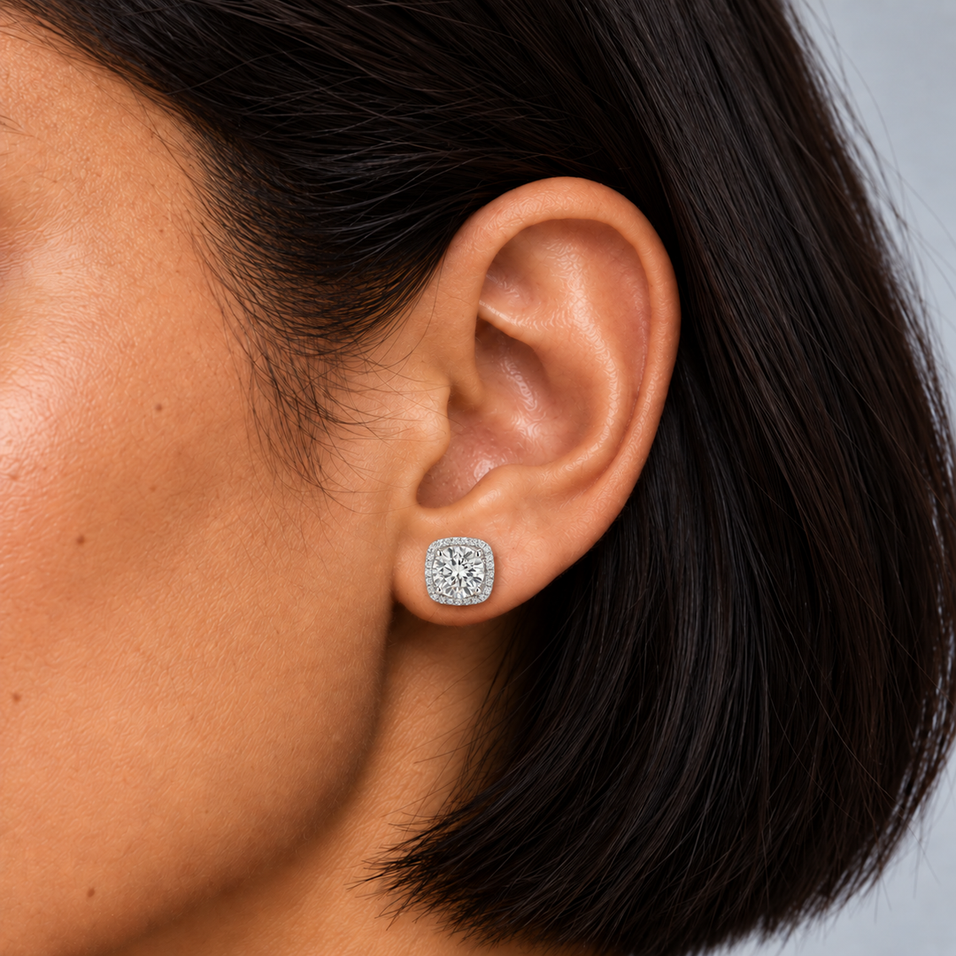 Aurora Halo Oorbellen - Moissanite