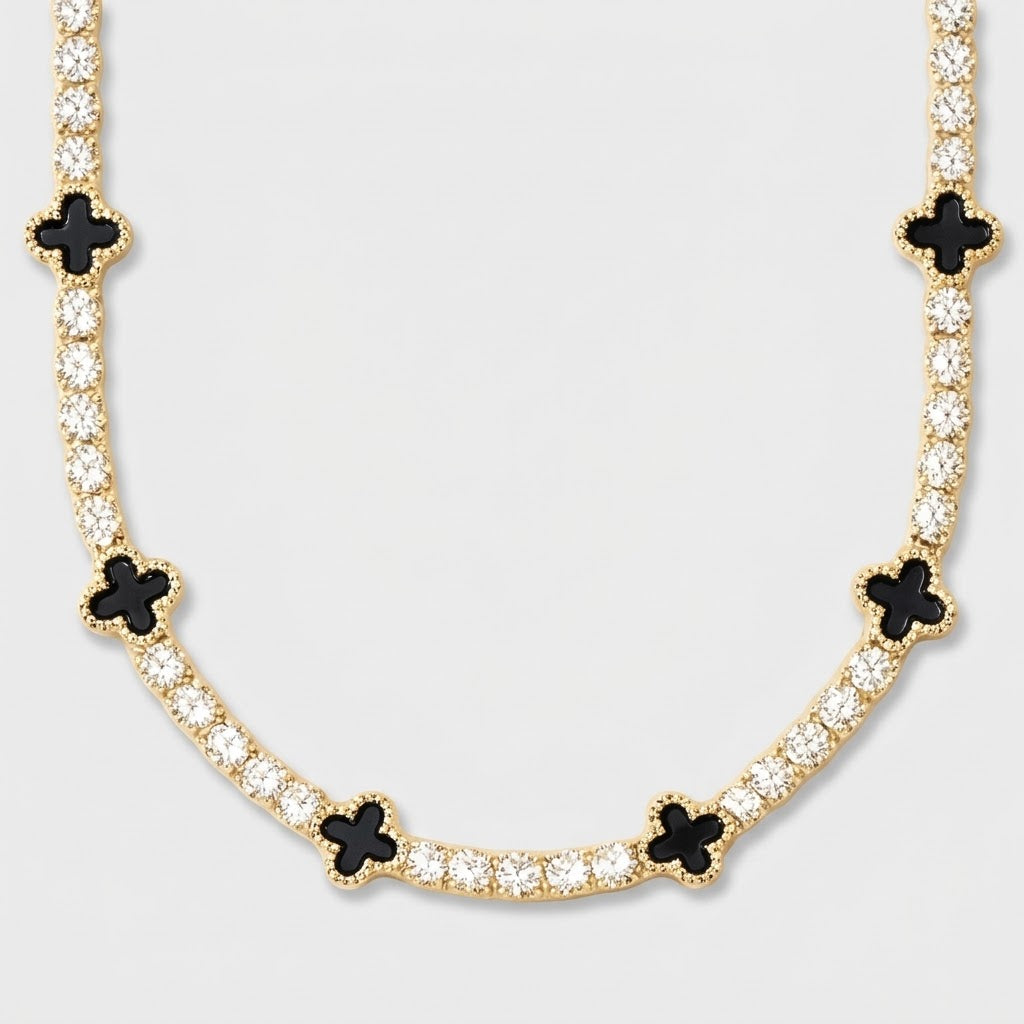 Clover Tennis Necklace Gold