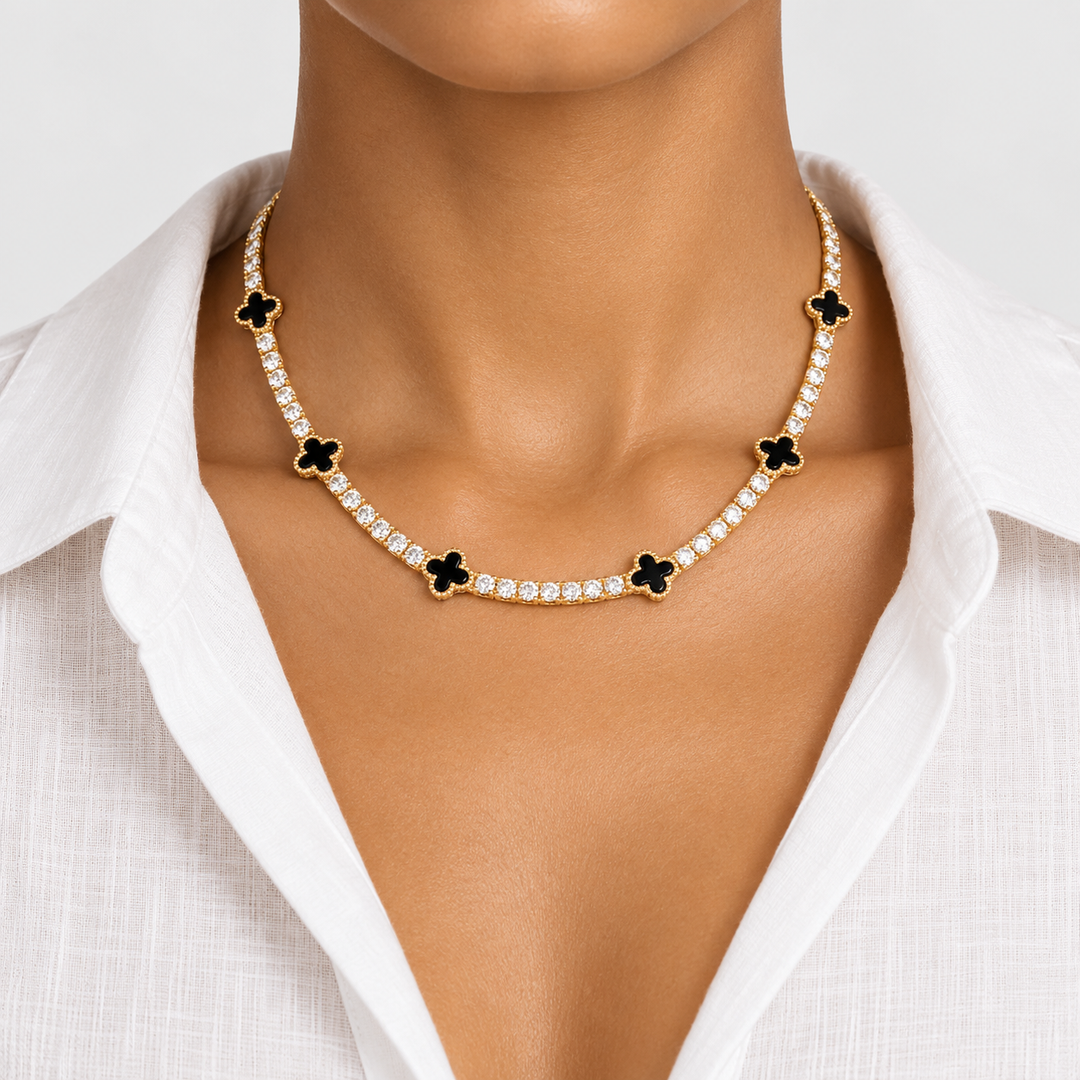 Clover Tennis Necklace Gold