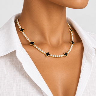 Clover Tennis Necklace Gold