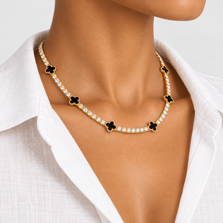 Clover Tennis Necklace Gold