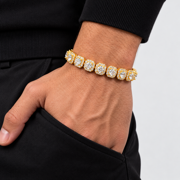Clustered Tennis Armband - Goud 10 mm