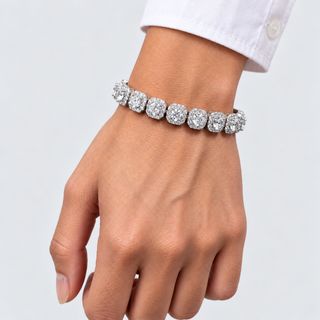 Clustered Tennis Armband - Witgoud 10 mm