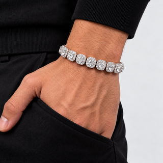Clustered Tennis Armband - Witgoud 10 mm