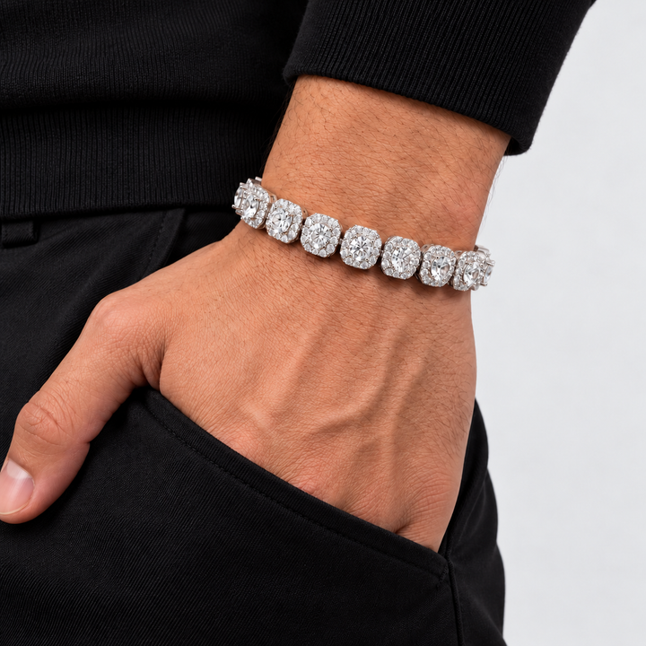 Clustered Tennis Armband - Witgoud 10 mm