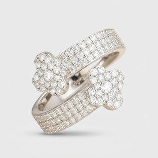 Crystal Clover Ring Zilver - Moissanite