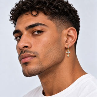 Crystal Cross Earrings Gold
