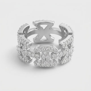 Diamond Crest Ring Silver