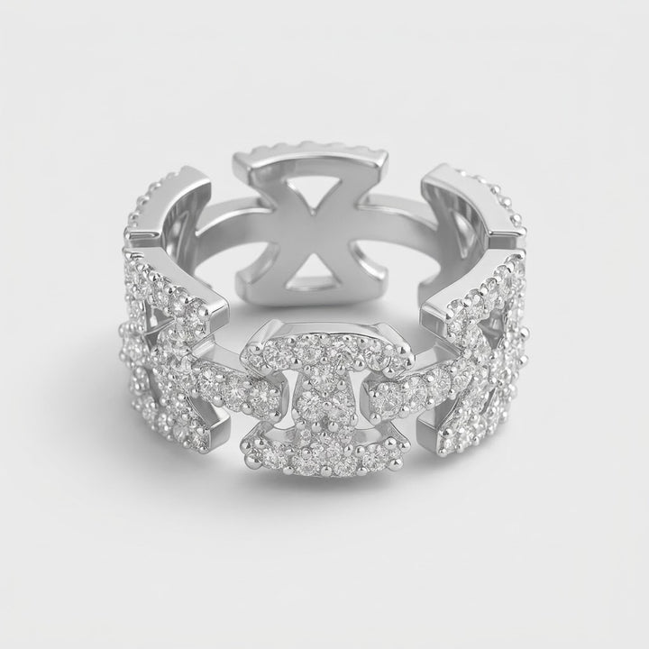 Diamond Crest Ring Silver
