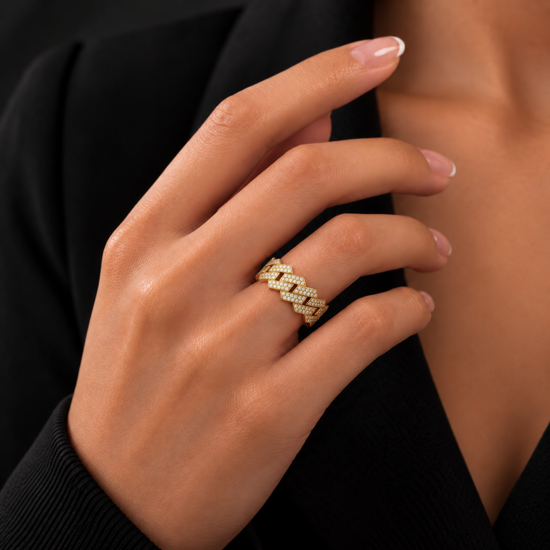 Diamond Crown Ring Gold - Moissanite