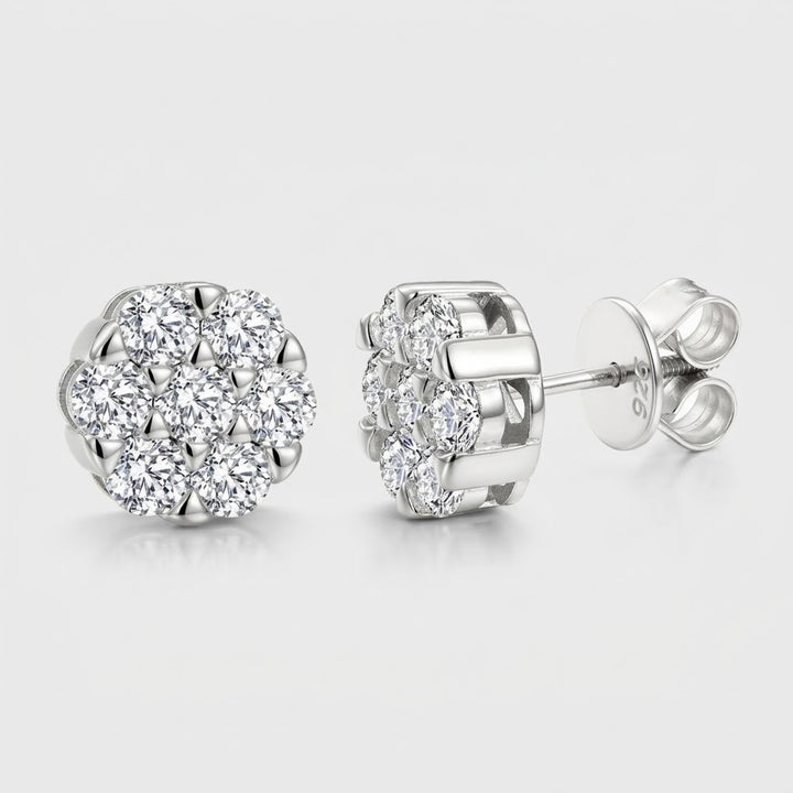 Moissanite Flower Studs - Zilver