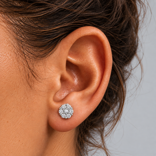 Moissanite Flower Studs - Zilver