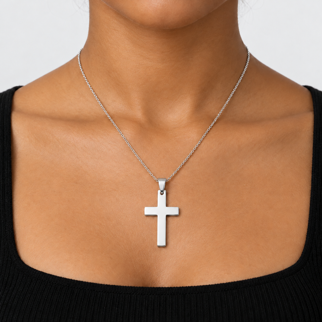 Plain Cross Hanger- Zilver