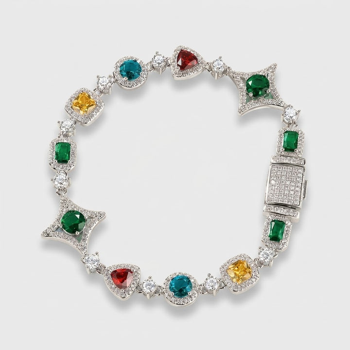 Royal Multi Gem Bracelet - Silver