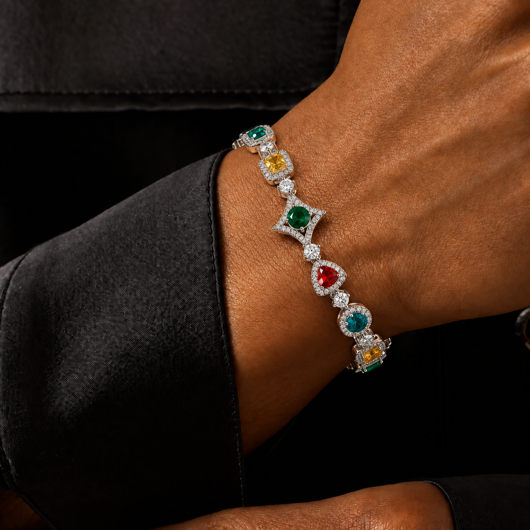 Royal Multi Gem Bracelet - Silver