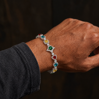 Royal Multi Gem Bracelet - Silver