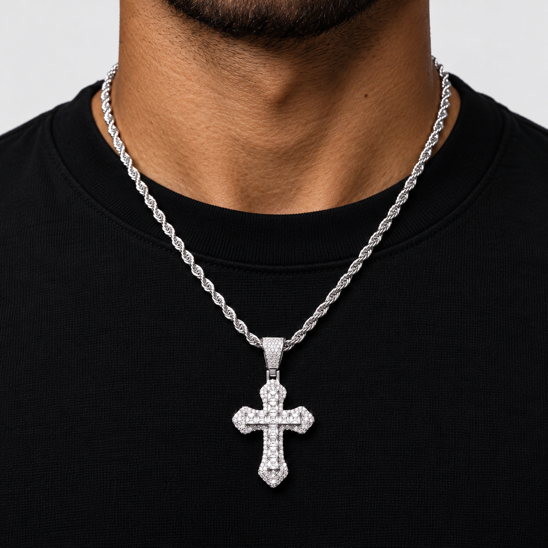 Silver Frost Cross Pendant