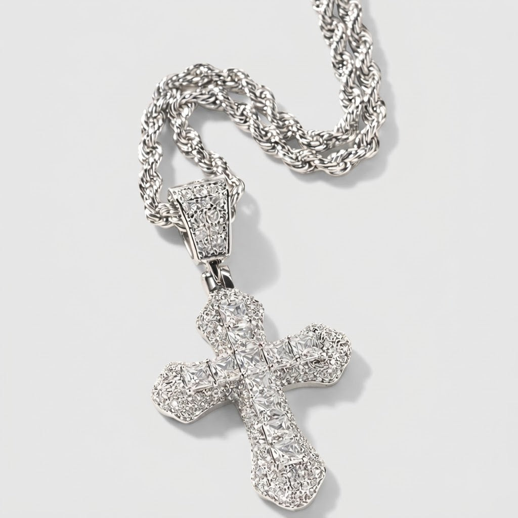 Silver Frost Cross Pendant