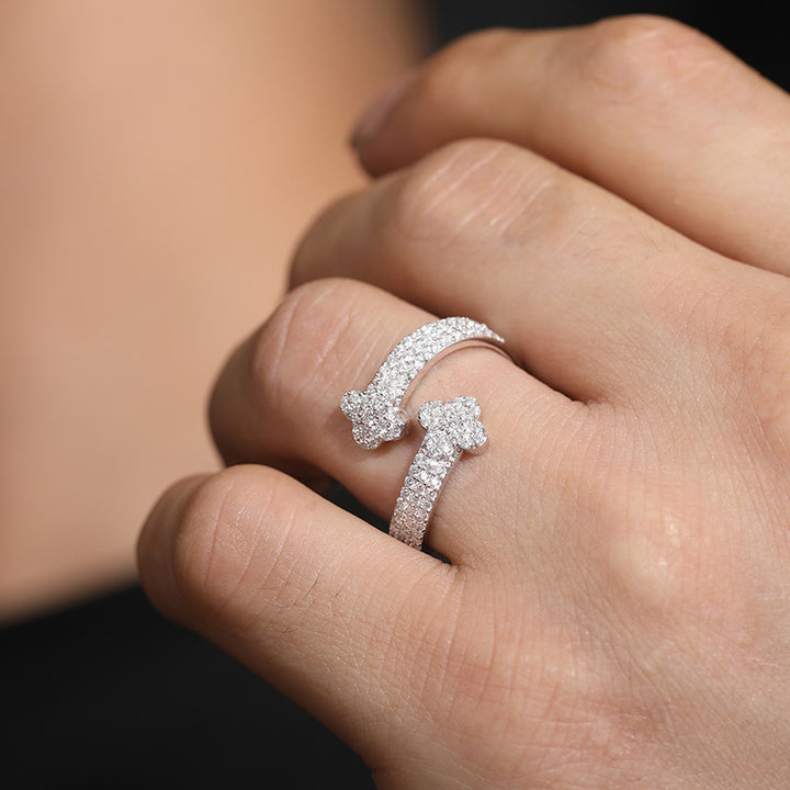 Crystal Clover Ring Zilver - Moissanite